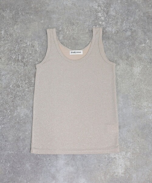 fredy emue（フレディエミュ）の「ラメタンクトップ（Tシャツ/カットソー・レディース・ブラック/シルバー/ベージュ・38）」の4枚目の写真