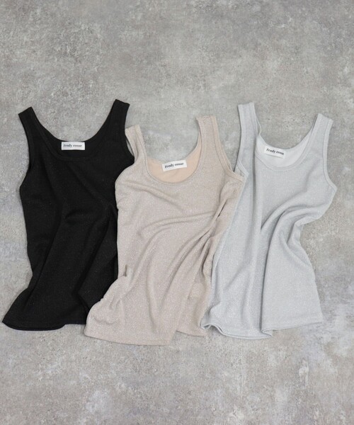 fredy emue（フレディエミュ）の「ラメタンクトップ（Tシャツ/カットソー・レディース・ブラック/シルバー/ベージュ・38）」の8枚目の写真