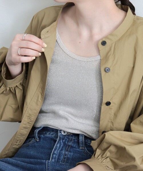 fredy emue（フレディエミュ）の「ラメタンクトップ（Tシャツ/カットソー・レディース・ブラック/シルバー/ベージュ・38）」の10枚目の写真