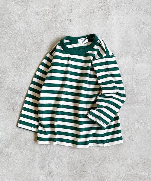Life Support Products(ライフサポートプロダクツ)の「ボーダーロンT(80~150cm)(Tシャツ/カットソー・キッズ・ピンク/マスタード/グリーン/ブラック・110/120/130/140/100/90/150/80/95)」の3枚目の写真
