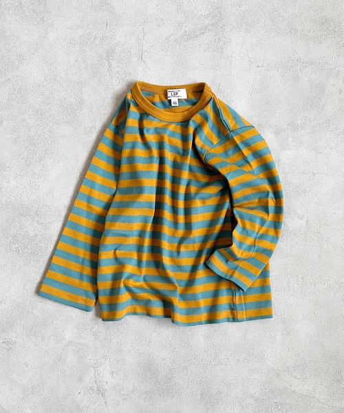 Life Support Products(ライフサポートプロダクツ)の「ボーダーロンT(80~150cm)(Tシャツ/カットソー・キッズ・ピンク/マスタード/グリーン/ブラック・110/120/130/140/100/90/150/80/95)」の4枚目の写真