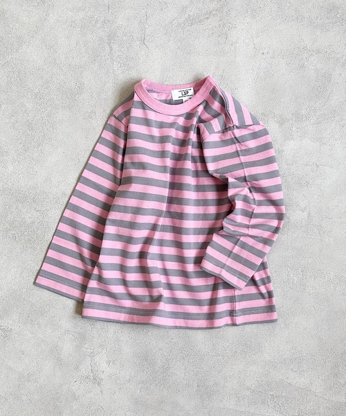 Life Support Products(ライフサポートプロダクツ)の「ボーダーロンT(80~150cm)(Tシャツ/カットソー・キッズ・ピンク/マスタード/グリーン/ブラック・110/120/130/140/100/90/150/80/95)」の12枚目の写真