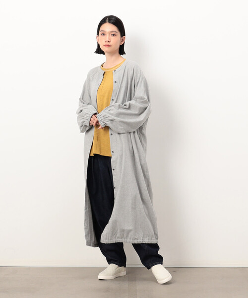 ONIGIRI（オニギリ）の「コットンネル　シャツワンピース（シャツワンピース・レディース・グレー/オフホワイト/ブラウン・FREE）」の11枚目の写真