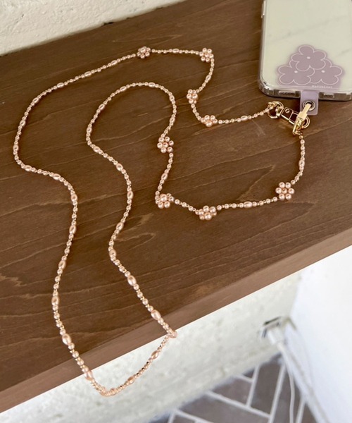 パールフラワーモバイルストラップ 972616（スマホグッズ）｜Me%（ミィ