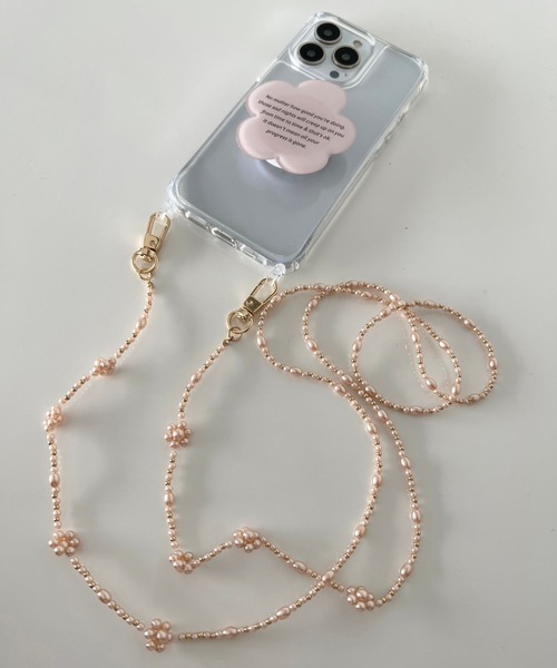 Me%（ミィパーセント）の「パールフラワーモバイルストラップ  972616（スマホグッズ・レディース・オフホワイト/ピンクゴールド・FREE）」の11枚目の写真