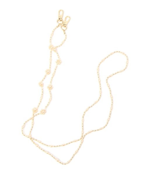 Me%（ミィパーセント）の「パールフラワーモバイルストラップ  972616（スマホグッズ・レディース・オフホワイト/ピンクゴールド・FREE）」の7枚目の写真