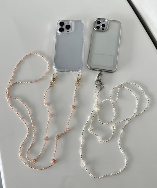 Me%（ミィパーセント）の「パールフラワーモバイルストラップ  972616（スマホグッズ・レディース・オフホワイト/ピンクゴールド・FREE）」の19枚目の写真
