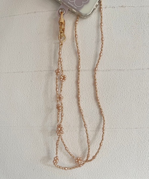 Me%（ミィパーセント）の「パールフラワーモバイルストラップ  972616（スマホグッズ・レディース・オフホワイト/ピンクゴールド・FREE）」の20枚目の写真