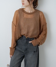 シアーモヘアクロップドニットプルオーバー