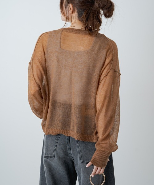 PUAL CE CIN（ピュアルセシン）の「シアーモヘアクロップドニットプルオーバー（ニット/セーター・レディース・ブラウン/ブラック/ベージュ・FREE）」の15枚目の写真