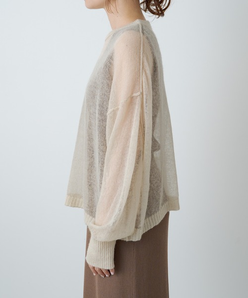 PUAL CE CIN（ピュアルセシン）の「シアーモヘアクロップドニットプルオーバー（ニット/セーター・レディース・ブラウン/ブラック/ベージュ・FREE）」の21枚目の写真