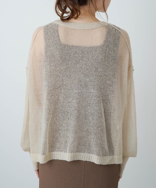 PUAL CE CIN（ピュアルセシン）の「シアーモヘアクロップドニットプルオーバー（ニット/セーター・レディース・ブラウン/ブラック/ベージュ・FREE）」の22枚目の写真