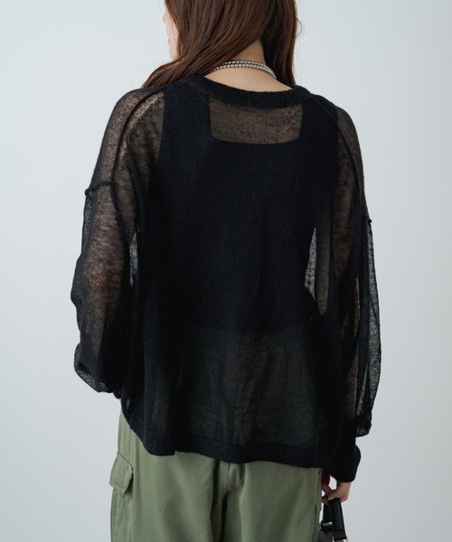 PUAL CE CIN（ピュアルセシン）の「シアーモヘアクロップドニットプルオーバー（ニット/セーター・レディース・ブラウン/ブラック/ベージュ・FREE）」の17枚目の写真