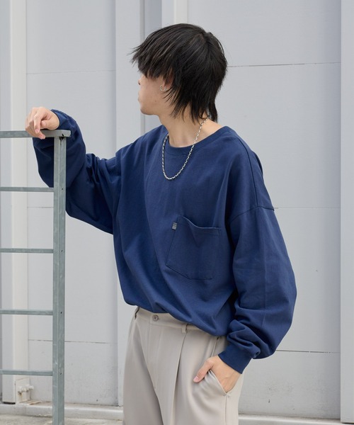 COLONY 2139(コロニートゥーワンスリーナイン)の「天竺ポケ付き長袖Tシャツ(Tシャツ/カットソー・メンズ・グレー/ブラウン/ネイビー/オフホワイト・LARGE/SMALL/MEDIUM)」の6枚目の写真