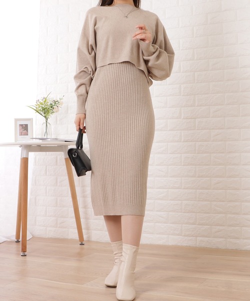 Lace Ladies(レースレディース)の「リブニットワンピ×クロップドトップスセットアップ(ワンピース・レディース・ベージュ/アイボリー/ブラック・FREE)」の15枚目の写真