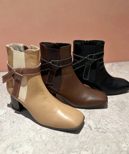 apres jour clair（アプレジュールクレア）の「【apres jour clair】2WAYリボンショートブーツ【ZOZOTOWN限定アイテム】（ブーツ・レディース・ブラック/ダークブラウン/ベージュ・MEDIUM/SMALL/LARGE/X-LARGE）」の4枚目の写真
