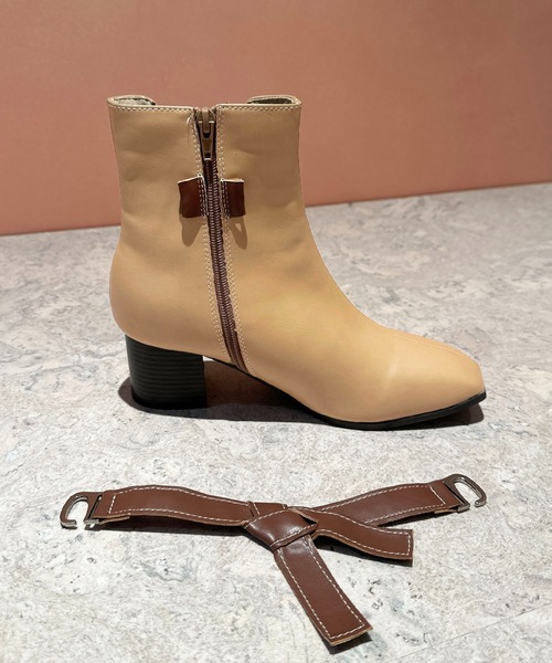 apres jour clair（アプレジュールクレア）の「【apres jour clair】2WAYリボンショートブーツ【ZOZOTOWN限定アイテム】（ブーツ・レディース・ブラック/ダークブラウン/ベージュ・MEDIUM/SMALL/LARGE/X-LARGE）」の9枚目の写真
