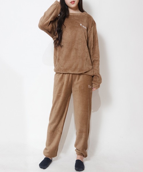 NinaetLina（ニナエリナ）の「ボアセットアップパジャマ（ルームウェア/パジャマ・レディース・グレー/ブラウン/ブルー/ピンク/レッド・FREE）」の9枚目の写真