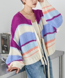 forksy. | 【forksy.】モヘアマルチボーダーボリュームスリーブカーディガン(カーディガン/ボレロ)