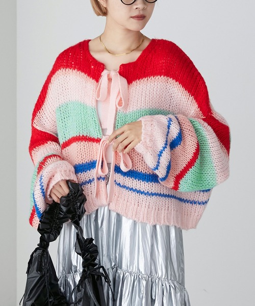 forksy.（フォルクシー）の「【forksy.】モヘアマルチボーダーボリュームスリーブカーディガン（カーディガン/ボレロ・レディース・パープル系/レッド系・FREE）」の20枚目の写真