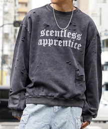 硫化染め ダメージ加工 ロゴトレーナー / Sulfur Dyed Distressed Logo Trainer