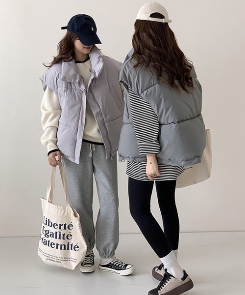 セール】ドロップショルダーオーバーエコダウンベスト（ダウンベスト