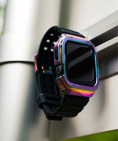 zandy(ズィーアンドワイ)の「zandy ズィー・アンド・ワイ/ Apple Watch バンド ステンレスケース TPUベルト 一体型 44mm 45mm【ステンレスフレーム&TPU一体式バンド】アップルウォッチバンド //// sports5(デジタル腕時計・レディース・シルバー×ブラック/ブラック×グレー/シルバー×ゴールド/ブラック×ゴールド/レインボー/ブラック×ブラック・M/L)」の7枚目の写真