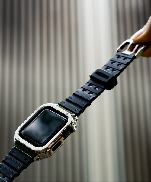 zandy(ズィーアンドワイ)の「zandy ズィー・アンド・ワイ/ Apple Watch バンド ステンレスケース TPUベルト 一体型 44mm 45mm【ステンレスフレーム&TPU一体式バンド】アップルウォッチバンド //// sports5(デジタル腕時計・レディース・シルバー×ブラック/ブラック×グレー/シルバー×ゴールド/ブラック×ゴールド/レインボー/ブラック×ブラック・M/L)」の17枚目の写真