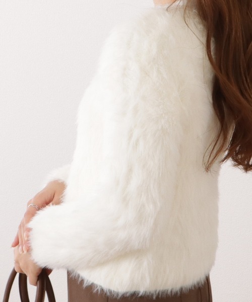 Lace Ladies(レースレディース)の「ラウンドネックシャギーニットコンパクト長袖プルオーバー(ニット/セーター・レディース・ブラック/ピンク/グレイッシュベージュ/アイボリー・FREE)」の9枚目の写真