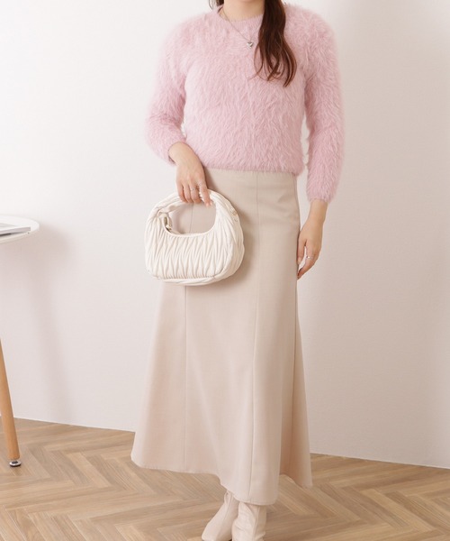 Lace Ladies(レースレディース)の「ラウンドネックシャギーニットコンパクト長袖プルオーバー(ニット/セーター・レディース・ブラック/ピンク/グレイッシュベージュ/アイボリー・FREE)」の16枚目の写真