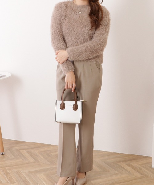 Lace Ladies(レースレディース)の「ラウンドネックシャギーニットコンパクト長袖プルオーバー(ニット/セーター・レディース・ブラック/ピンク/グレイッシュベージュ/アイボリー・FREE)」の21枚目の写真