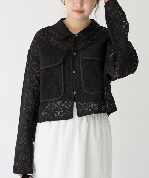 LAVEANGE(ラビアンジェ)の「【洗える】レースブルゾン(シャツ/ブラウス・レディース・ブラック/オフホワイト・3L/LL/L/M/4L)」の15枚目の写真