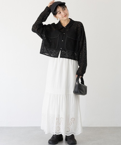 LAVEANGE(ラビアンジェ)の「【洗える】レースブルゾン(シャツ/ブラウス・レディース・ブラック/オフホワイト・3L/LL/L/M/4L)」の7枚目の写真
