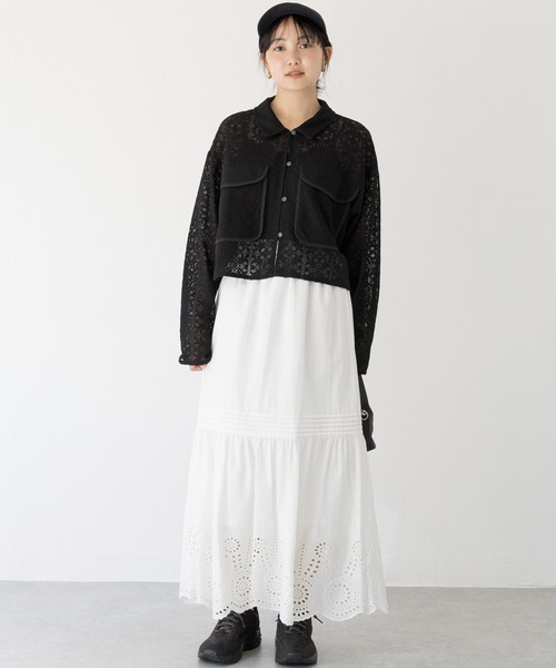 LAVEANGE(ラビアンジェ)の「【洗える】レースブルゾン(シャツ/ブラウス・レディース・ブラック/オフホワイト・3L/LL/L/M/4L)」の8枚目の写真