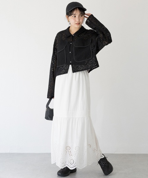 LAVEANGE(ラビアンジェ)の「【洗える】レースブルゾン(シャツ/ブラウス・レディース・ブラック/オフホワイト・3L/LL/L/M/4L)」の9枚目の写真