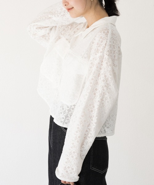 LAVEANGE(ラビアンジェ)の「【洗える】レースブルゾン(シャツ/ブラウス・レディース・ブラック/オフホワイト・3L/LL/L/M/4L)」の19枚目の写真