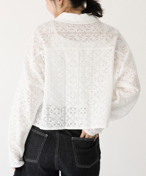 LAVEANGE(ラビアンジェ)の「【洗える】レースブルゾン(シャツ/ブラウス・レディース・ブラック/オフホワイト・3L/LL/L/M/4L)」の20枚目の写真