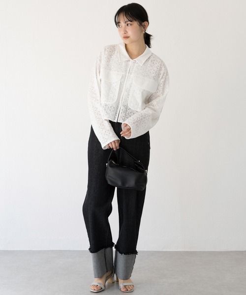 LAVEANGE(ラビアンジェ)の「【洗える】レースブルゾン(シャツ/ブラウス・レディース・ブラック/オフホワイト・3L/LL/L/M/4L)」の11枚目の写真