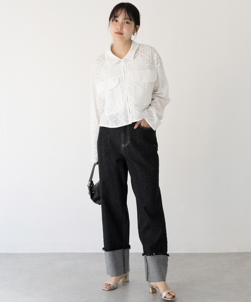 LAVEANGE(ラビアンジェ)の「【洗える】レースブルゾン(シャツ/ブラウス・レディース・ブラック/オフホワイト・3L/LL/L/M/4L)」の12枚目の写真