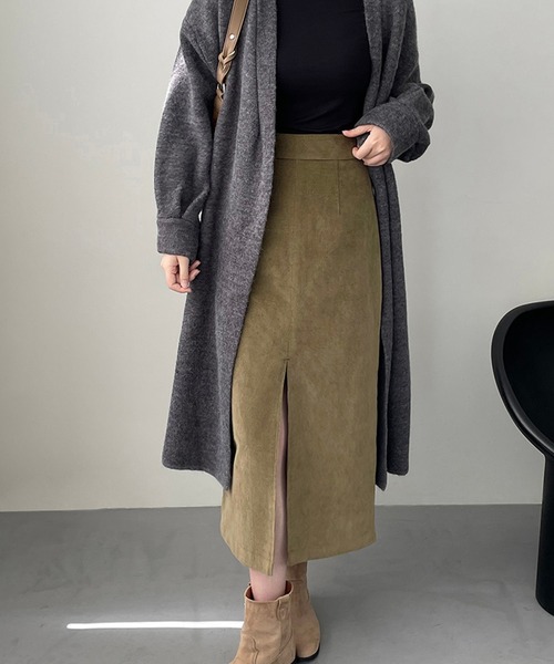 aimoha(アイモハ)の「ハイウエストスリットタイトロングスカート(スカート・レディース・ブラウン/グリーン・MEDIUM/LARGE)」の17枚目の写真