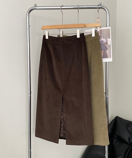 aimoha(アイモハ)の「ハイウエストスリットタイトロングスカート(スカート・レディース・ブラウン/グリーン・MEDIUM/LARGE)」の7枚目の写真