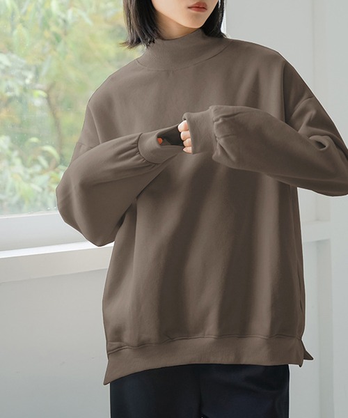 nuanti(ニュアンティ)の「裏起毛スウェットモックネックトップス(ニット/セーター・レディース・ブラック/アイボリー/チャコールグレー/グレー/ブラウン・M/L)」の5枚目の写真