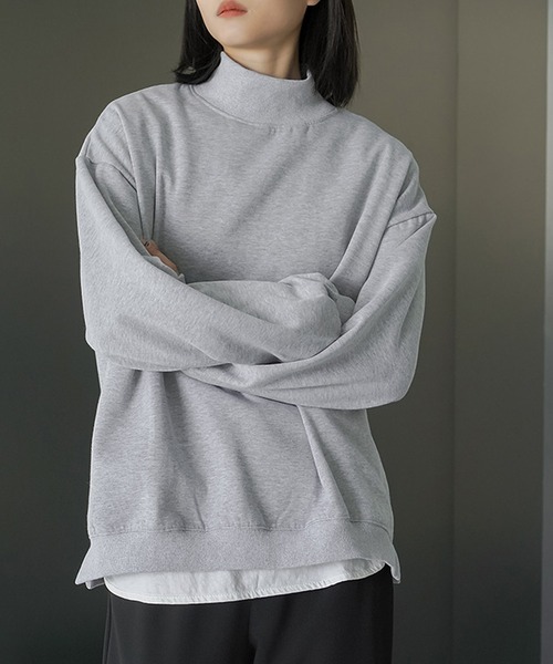 nuanti(ニュアンティ)の「裏起毛スウェットモックネックトップス(ニット/セーター・レディース・ブラック/アイボリー/チャコールグレー/グレー/ブラウン・M/L)」の1枚目の写真