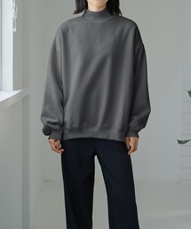 裏起毛スウェットモックネックトップス