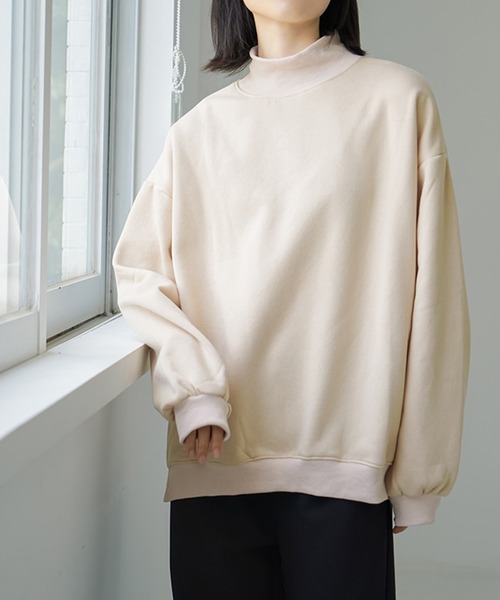 nuanti(ニュアンティ)の「裏起毛スウェットモックネックトップス(ニット/セーター・レディース・ブラック/アイボリー/チャコールグレー/グレー/ブラウン・M/L)」の2枚目の写真