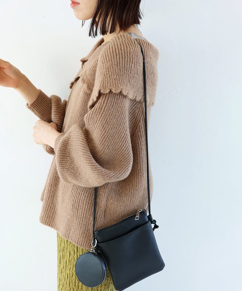 Crisp（クリスプ）の「ビッグカラーエアリーニット（ニット/セーター・レディース・ピンクベージュ/ブラウン・FREE）」の13枚目の写真