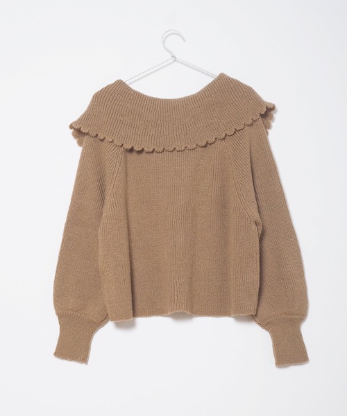 Crisp（クリスプ）の「ビッグカラーエアリーニット（ニット/セーター・レディース・ピンクベージュ/ブラウン・FREE）」の8枚目の写真