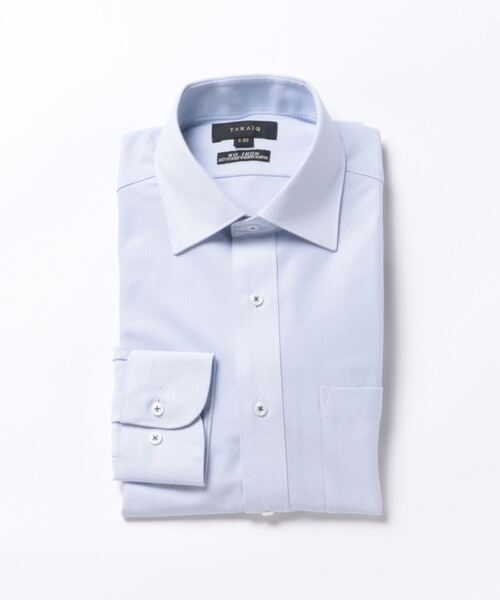 タカキュー ノーアイロンストレッチ ワイドカラー ビジネスドレス長袖ニットシャツ（ビジネスシャツ）｜TAKA-Q（タカキュー）