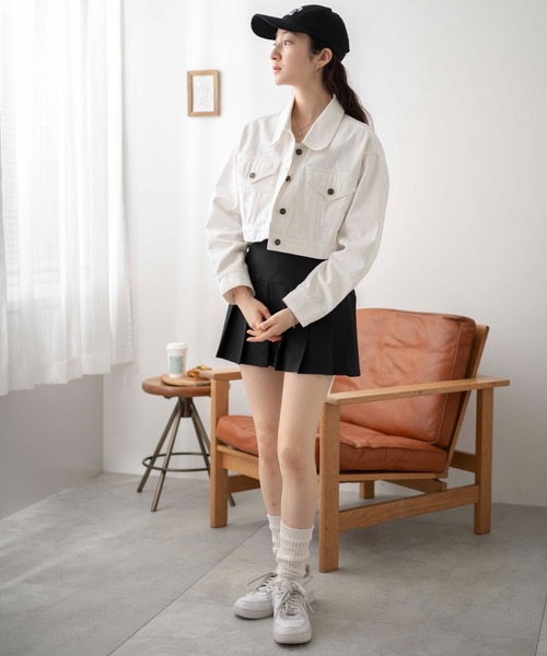 WEGO（ウィゴー）の「WEGO/ショートデニムジャケット（デニムジャケット・レディース・オフホワイト/ブラック系その他/インディゴブルー・FREE）」の14枚目の写真