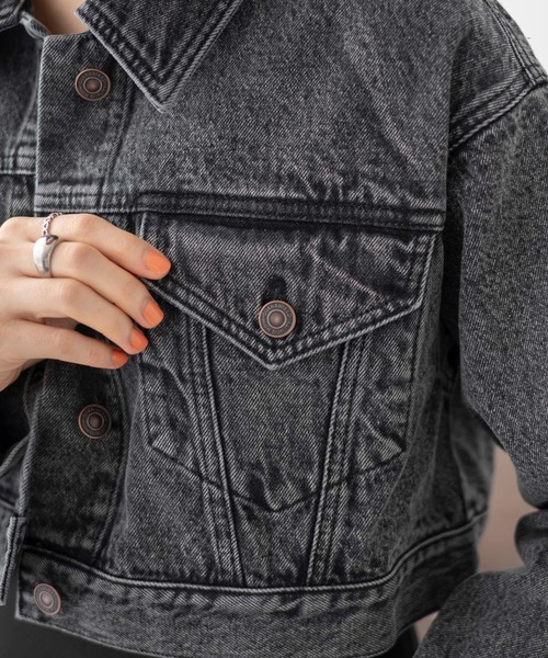 WEGO（ウィゴー）の「WEGO/ショートデニムジャケット（デニムジャケット・レディース・オフホワイト/ブラック系その他/インディゴブルー・FREE）」の10枚目の写真